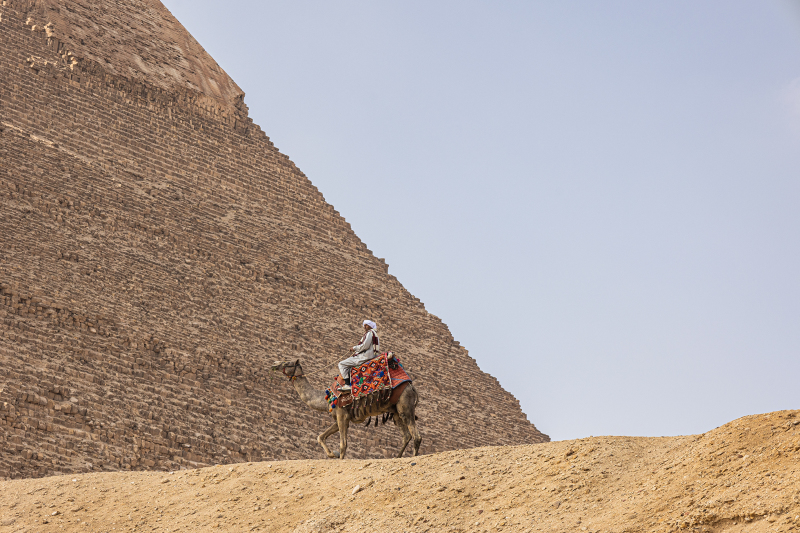 <p>At the great pyramids of Giza, Egypt.</p>
