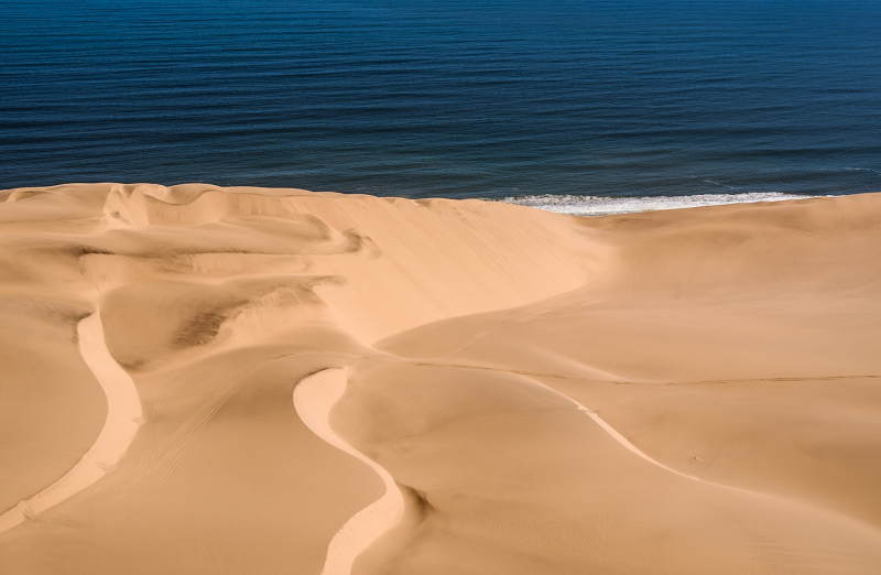 <p>Where the Namib hits the Atlantic Ocean, Namibia.</p>
