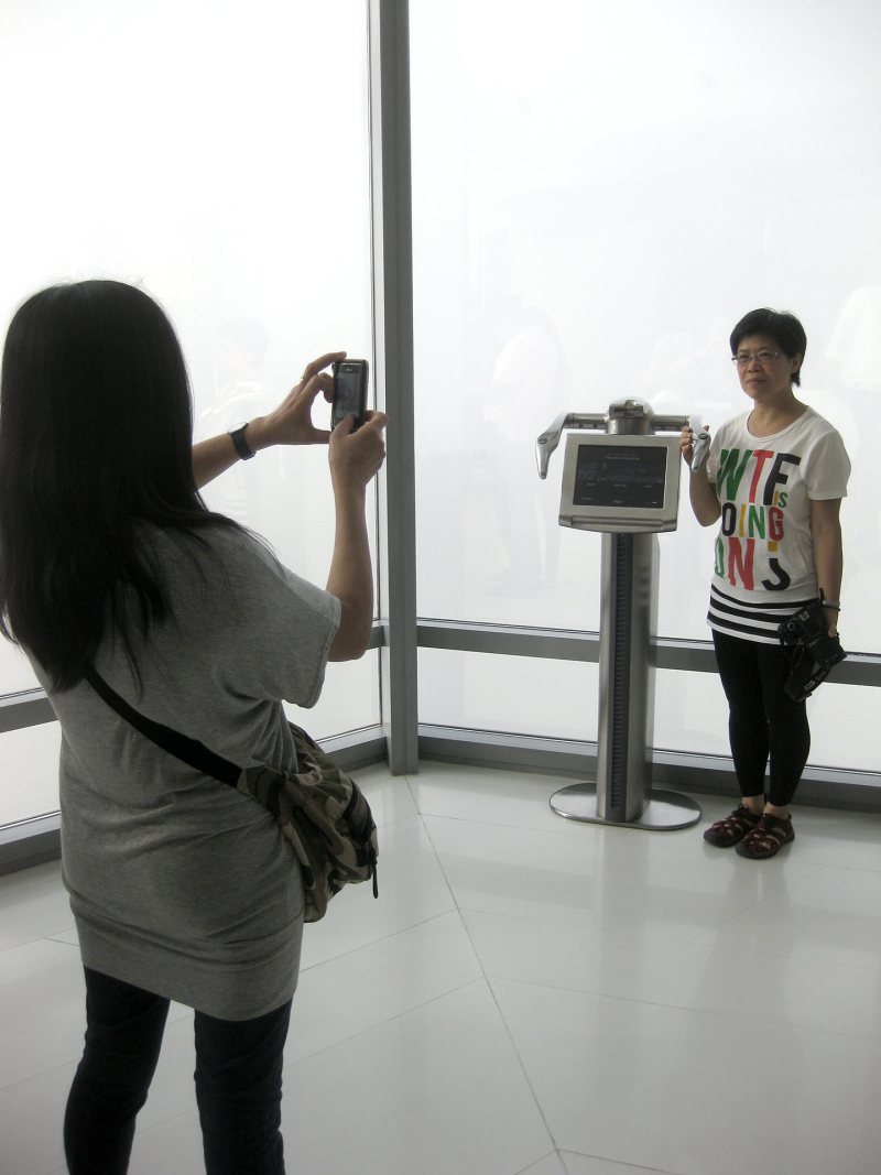 <p>At zero visibility (sandstorm), a great souvenir image at the top of the Burj Khalifa, Dubai, UAE.</p>